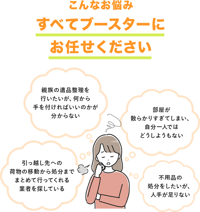 大阪の不用品回収・遺品整理なら即日対応のブースター